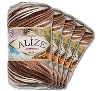 Alize 5 x 100 g Balls of Burcum Batik Premium Wool, 100% Acrylic, 29 Colours, Colour Gradient Accents, Crochet Knitting, Clothing (5742)