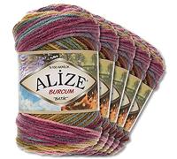 Alize 5 x 100 g Balls of Burcum Batik Premium Wool, 100% Acrylic, 29 Colours, Colour Gradient Accents, Crochet Knitting, Clothing (4341)
