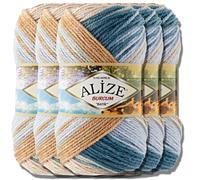 Alize 5 x 100 g Burcum Batik Turkish Premium Wool 100% Acrylic Hand Knitting Yarn Yarn Baby Wool with Colour Gradient Baby for Crochet Knitting Clothing (7648)