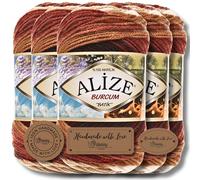 Alize 5 x 100 g Burcum Batik Turkish Premium Wool 100% Acrylic Hand Knitting Yarn Yarn Baby Wool with Colour Gradient Baby for Crochet Knitting Clothing (2626)