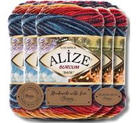 Alize 5 x 100 g Burcum Batik Turkish Premium Wool 100% Acrylic Hand Knitting Yarn Yarn Baby Wool with Colour Gradient Baby for Crochet Knitting Clothing (4340)