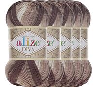 Alize 5 x 100 g Diva Batik Turkish Premium Wool 100% Acrylic Hand Knitting Yarn Yarn Baby Wool with Colour Gradient Baby Accents Accessory for Crochet Knitting (1815)