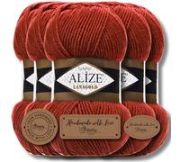 Alize 5 x 100 g Lanagold Classic Turkish Premium Wool Cotton and Acrylic Plain Hand Knitting Yarn Yarn Yarn Knitting Yarn Plain Baby for Crochet Knitting Clothing Scarves (Terra | 36)