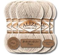 Alize 5 x 100 g Premium Cotton Acrylic Angora Wool Turkish Golden Wool Yarn Knitting Yarn Baby Wool Solid Colour Beige Mix 152