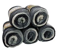 Alize 5 x 1900 100 g Burcum Batik Cotton Black Grey White with Colour Gradient, 500 Gram Knitting Wool