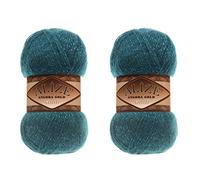 Alize Angora Gold Simli 5% Metallic 20% Wool 75% Acrylic Lot of 2 skn 200gr 1100 ydsYarn Thread Crochet Lace Hand Knitting Turkish Yarn (17 Petrol)