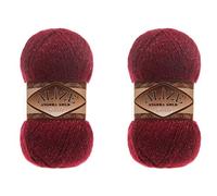 Alize Angora Gold Simli 5% Metallic 20% Wool 75% Acrylic Lot of 2 skn 200gr 1100 ydsYarn Thread Crochet Lace Hand Knitting Turkish Yarn (57 Bordeaux)