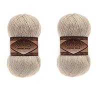 Alize Angora Gold Simli 5% Metallic 20% Wool 75% Acrylic Lot of 2 skn 200gr 1100 ydsYarn Thread Crochet Lace Hand Knitting Turkish Yarn (152 Beige Melange)