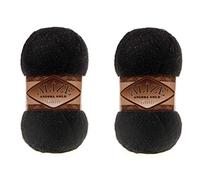 Alize Angora Gold Simli 5% Metallic 20% Wool 75% Acrylic Lot of 2 skn 200gr 1100 ydsYarn Thread Crochet Lace Hand Knitting Turkish Yarn (60 Black)