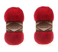 Alize Angora Gold Simli 5% Metallic 20% Wool 75% Acrylic Lot of 2 skn 200gr 1100 ydsYarn Thread Crochet Lace Hand Knitting Turkish Yarn (106 red)