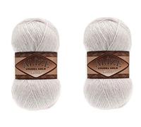 Alize Angora Gold Simli 5% Metallic 20% Wool 75% Acrylic Lot of 2 skn 200gr 1100 ydsYarn Thread Crochet Lace Hand Knitting Turkish Yarn (599 Bone)