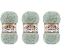 Alize Angora Gold Yarn 20% Wool 80% Acrylic Lot of 3skn 300gr 1805yds Thread Crochet Lace Hand Knitting Turkish Yarn (515-Green Almond)