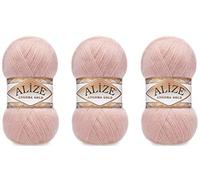 Alize Angora Gold Yarn 20% Wool 80% Acrylic Lot of 3skn 300gr 1805yds Thread Crochet Lace Hand Knitting Turkish Yarn (161-Powder)