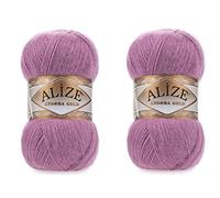 Alize Angora Gold Yarn - 20% Wool, 80% Acrylic Soft Yarn - Crochet & Knitting Lot of 2 - 200g, 1204yds - Lace Weight - Rose
