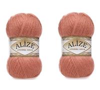 Alize Angora Gold Yarn - 20% Wool, 80% Acrylic Soft Yarn - Crochet & Knitting Lot of 2-200gr, 1204yds - Lace Weight - Onion Skin (102)