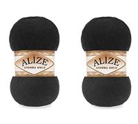 Alize Angora Gold Yarn - 20% Wool, 80% Acrylic Soft Yarn for Crochet & Knitting - 200gr, 1204yds - Lace Weight - Black