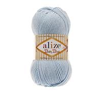 Alize Baby Best Soft Baby Yarn, Worsted Yarn 90% Anti-Pilling Acrylic 10% Bamboo, Lot of 4. Each Skein 3.5 oz (100 g) 262 Yards (240 m) (183 - Light Blue)