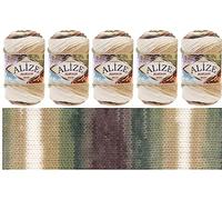 Alize Burcum Batik Yarn 5 x 100 g, 100% Acrylic, 210 m, Hand Knitting Yarn, Baby Wool, Accessory for Crochet, Multicoloured Yarn, Gradient Wool, Gradient Yarn, Multicoloured Wool, Batik Wool (1893)