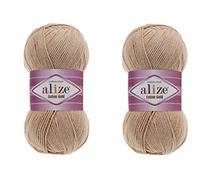 Alize Cotton Gold Yarn 55% Cotton 45% Acrylic Yarn Crochet Hand Knitting Art Lot of 2 Skeins 200gr 722yds (262-BEIGE)