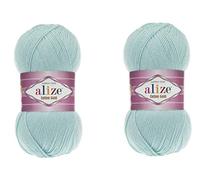 Alize Cotton Gold Yarn 55% Cotton 45% Acrylic Yarn Crochet Hand Knitting Art Lot of 2 Skeins 200gr 722yds (522-LIGHT Aqua)