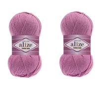 Alize Cotton Gold Yarn 55% Cotton 45% Acrylic Yarn Crochet Hand Knitting Art Lot of 2 Skeins 200gr 722yds (98-Pink)