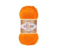 Alize Diva Silk Effect 100% Microfiber Acrylic Yarn 1 Ball skeins 100gr 383yds (120 - Orange)
