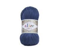 Alize Diva Silky Effect 100% Microfiber Acrylic Yarn Thread Crochet Art Lace Craft Lot of 2 skeins, Each Skein 100g 350m - 279 Midnight Blue