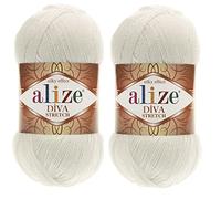 Alize Diva Stretch Yarn Hand Knitting Lot of 2 Skeins 200gr 875yds Elastic Microfiber Acrylic Stretch Bikini Yarn (62)