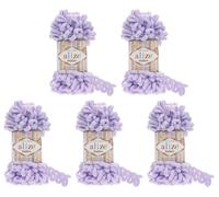 Alize Puffy 5 x 100 g Knitting Wool, 500 g Finger Knit, Super Bulky, Loop Wool, Knitting without Needle (Lilac 146)