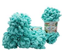Alize Puffy 5 x 100 g Knitting Wool, 500 g Finger Knit, Super Bulky, Loop Wool, Knitting without Needle (Mint 19)
