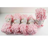 Alize Puffy 5 x 100g Super Bulky Loop Wool Knitting Yarn, 500g Finger Knitting Wool Without Needle, 340m