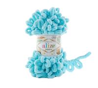 Alize Puffy Baby Big Loop Blanket Yarn 100% Micropolyester Soft Wool Each Ball 100g 9m - 128 Sky Blue