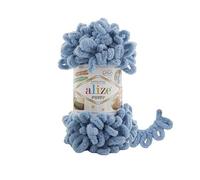 Alize Puffy Baby Big Loop Blanket Yarn 100% Micropolyester Soft Wool Each Ball 100g 9m - 280 Medium Blue