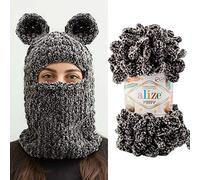 Alize Puffy Baby Big Loop Blanket Yarn 100% Micropolyester Soft Yarn Lot of 3, Each Ball 100g 9m - 799 Panda