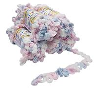 Alize Puffy Color 5 x 100 g knitting wool, 500 g finger knit, multi-coloured, super bulky, loop wool, knitting without needle (white, pink, blue, 5864)
