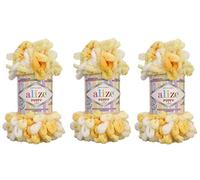 Alize Puffy Color Baby Blanket Yarn Lot of 3, 300gr, 30yds, 100% Micropolyester, Soft, Hand Knitting, Super Chunky Bulky, Worested, Yarn (5921)