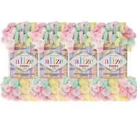 Alize Puffy Color Baby Blanket Yarn Lot of 4skn 400gr 39.3 yds 100% Micropolyester Soft Yarn Hand Knitting Yarn (5862)