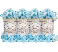 Alize Puffy Color Baby Blanket Yarn Lot of 4skn 400gr 39.3 yds 100% Micropolyester Soft Yarn Hand Knitting Yarn (5924)