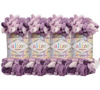 Alize Puffy Color Baby Blanket Yarn Lot of 4skn 400gr 39.3 yds 100% Micropolyester Soft Yarn Hand Knitting Yarn (5923)