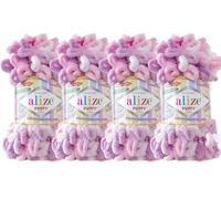 Alize Puffy Color Baby Blanket Yarn Lot of 4skn 400gr 39.3 yds 100% Micropolyester Soft Yarn Hand Knitting Yarn (6051)
