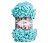 Alize Puffy Fine Baby Blanket Small Loop 100% Micropolyester Soft Yarn Lot of 4skn 400gr 64yds (263 - Turquoise)
