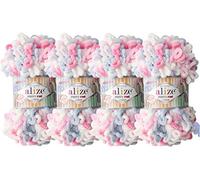 Alize Puffy Fine Color Baby Blanket Small Loop 100% Micropolyester Soft Yarn Lot of 4skn 400gr 64yds (5945)