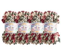 Alize Puffy Fine Color Baby Blanket Yarn Lot of 4skn 400gr 64yds 100% Micropolyester Soft Yarn Hand Knitting Yarn Super Chunky Bulky Woven Worested Yarn (6039)