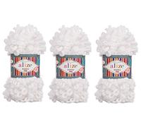 Alize Puffy Fine Yarn Baby Blanket Yarn Lot of 3skn 300gr 48yds 100% Micropolyester Soft Yarn Hand Knitting Yarn Super Chunky Bulky Woven Worested Yarn (55)