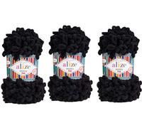 Alize Puffy Fine Yarn Baby Blanket Yarn Lot of 3skn 300gr 48yds 100% Micropolyester Soft Yarn Hand Knitting Yarn Super Chunky Bulky Woven Worested Yarn (60)