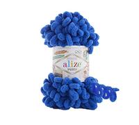 Alize Puffy Knitting Yarn 100 g, Patented Innovation, Loop Knitting without Needles, Colour: 141 Royal Blue