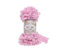 Alize Puffy Knitting Yarn 100 g, Patented Innovation, Loop Knitting without Needles, Colour: 185 Pink