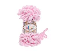 Alize Puffy Knitting Yarn 100 g, Patented Innovation, Loop Knitting without Needles, Colour: 31 Baby Pink