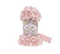 Alize Puffy Knitting Yarn 100 g, Patented Innovation, Loop Knitting without Needles, Colour: 340 Powder Pink