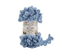 Alize Puffy Knitting Yarn 100 g Patented Novelty Loop Knitting without Needles Colour: 280 Medium Blue